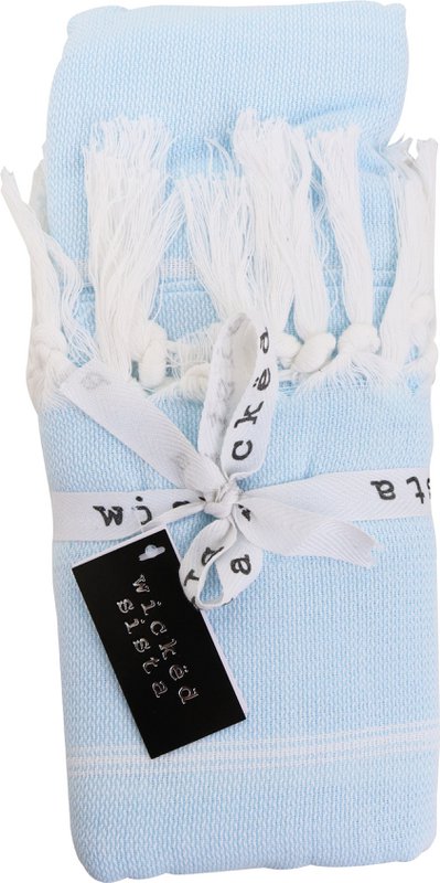 WS Fringed Towel Stripe Sky Blue