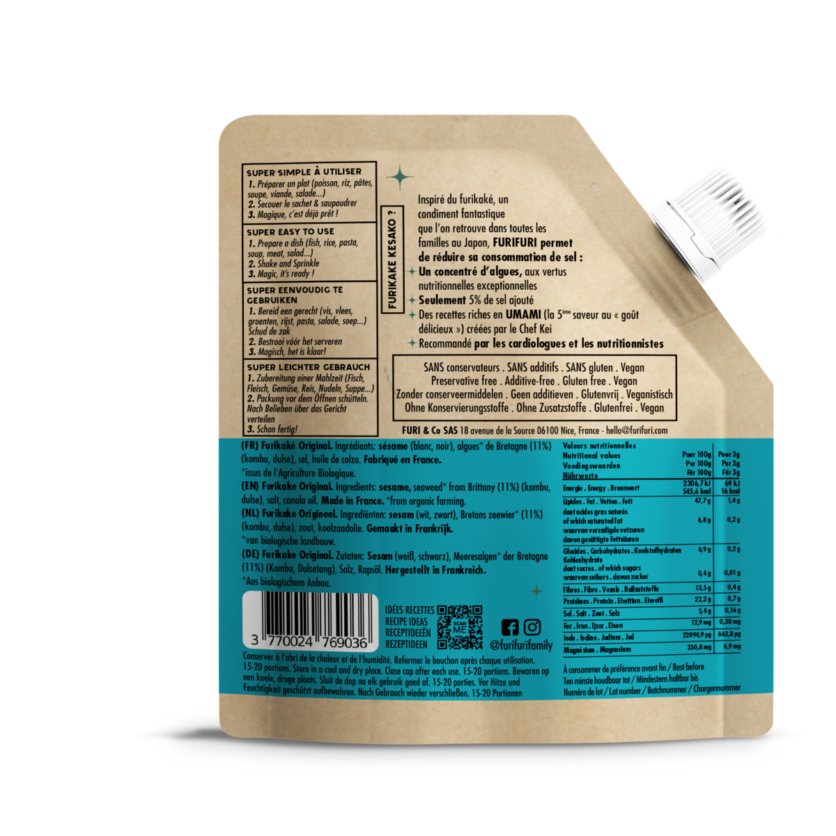 Furikake Original - Condiment sésame & algues - alternative sel 45g