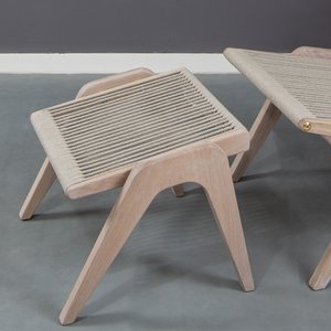 ∏-Stool, White Oak / Beige cords