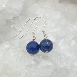 Zilveren oorbellen - Lapis Lazuli kralen