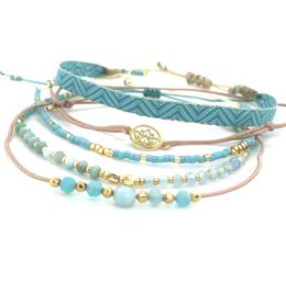 Bracelet set 925 silver gold plated turquoise v