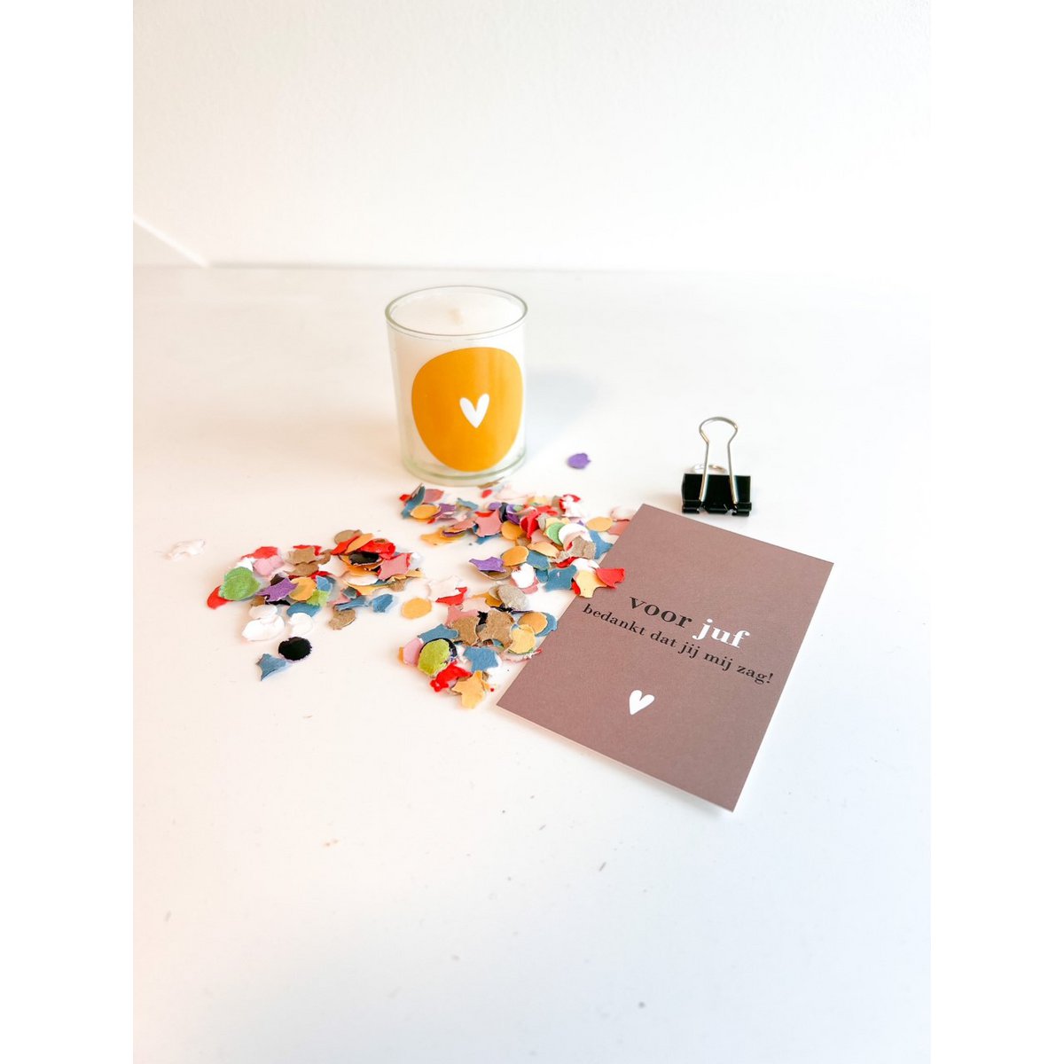Cadeauzakje kaarsje - Voor juf