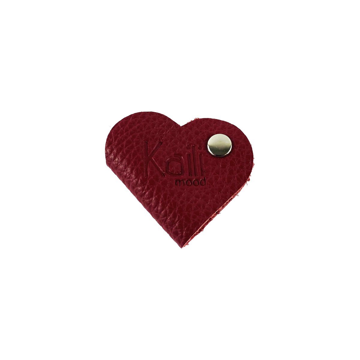 K0039VB | Made in Italy hart kabelhaspel in echt volnerf leer, dollar graan - rood - afmetingen: 5 x 8 x 0,5 cm - verpakking: stijve bodem/deksel geschenkdoos