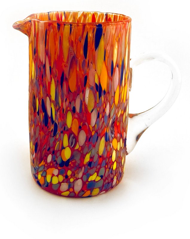 1 Classic Caraffa in hand blown and handmade glass with Murrine di Murano, "I Colori di Murano" line 500 ml. Made in Italy