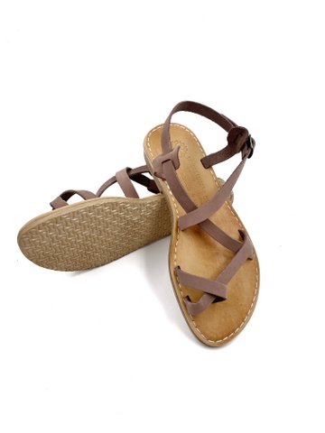 Dames lichtbruine lederen sandalen, handgemaakte sandalen met bandjes, zomer Griekse schoenen van echt leer, handgemaakte sandalen met bandjes uit Griekenland