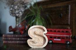 Wooden Piggy Bank Lille, brevpengebank, møntkasse, træboksepenge, sparer pengeboks