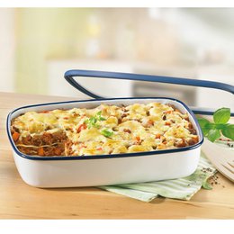 Contenitore piatto per alimenti smaltato, piatto XL, 3 litri