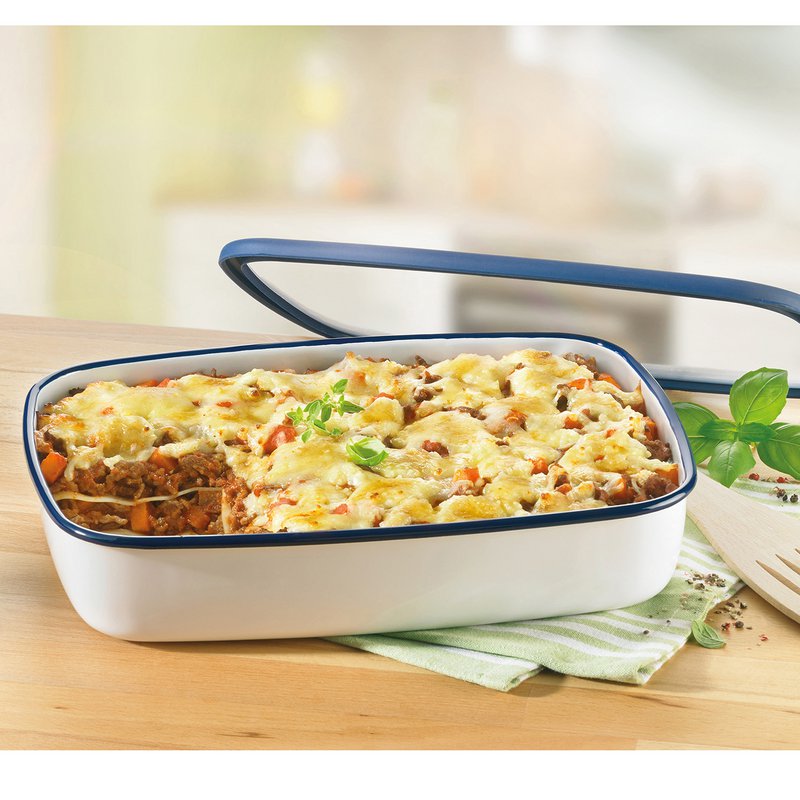 Contenitore piatto per alimenti smaltato, piatto XL, 3 litri