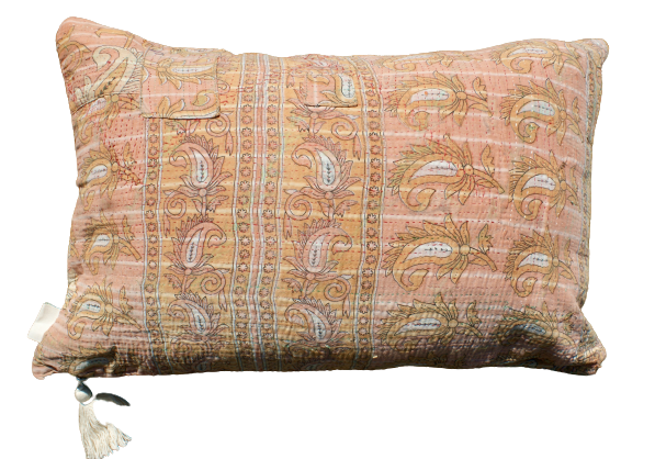 Funda de cojín Vintage Kantha 50x70 cm naranja pastel