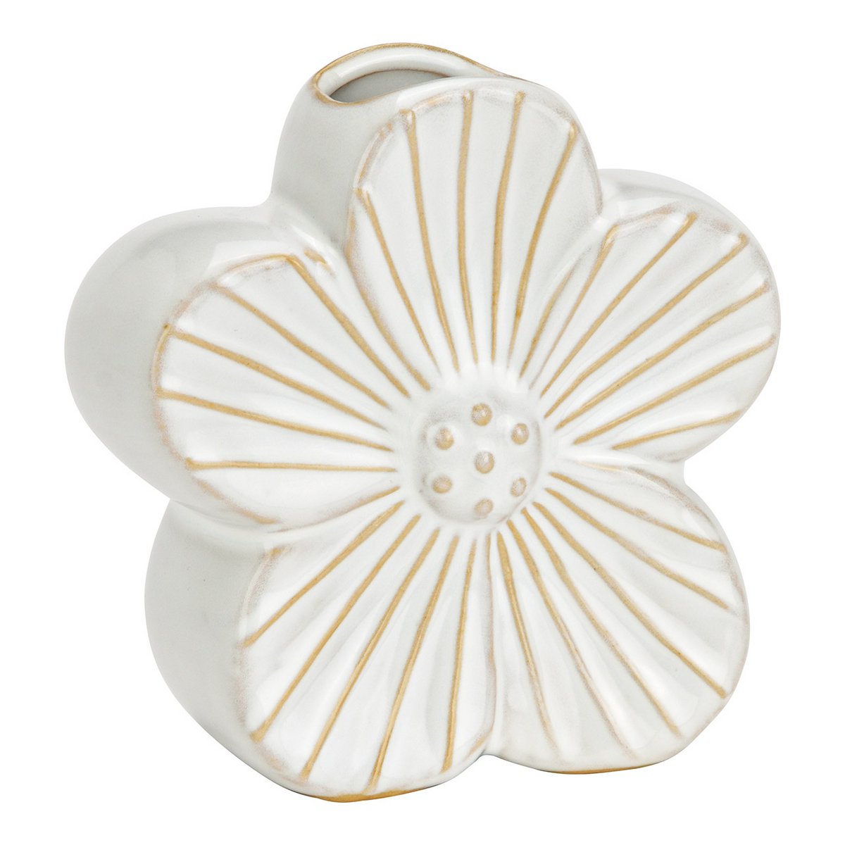 Fleur en vase en porcelaine, blanc (b / h / t) 10x10x4cm