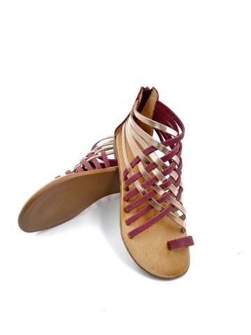 Womens Gladiator lederen sandalen Rose Gold, zomergladiatoren voor dames, damessandalen van echt leer, Griekse gladiatorsandalen