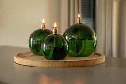 Olielamp Round green brass L