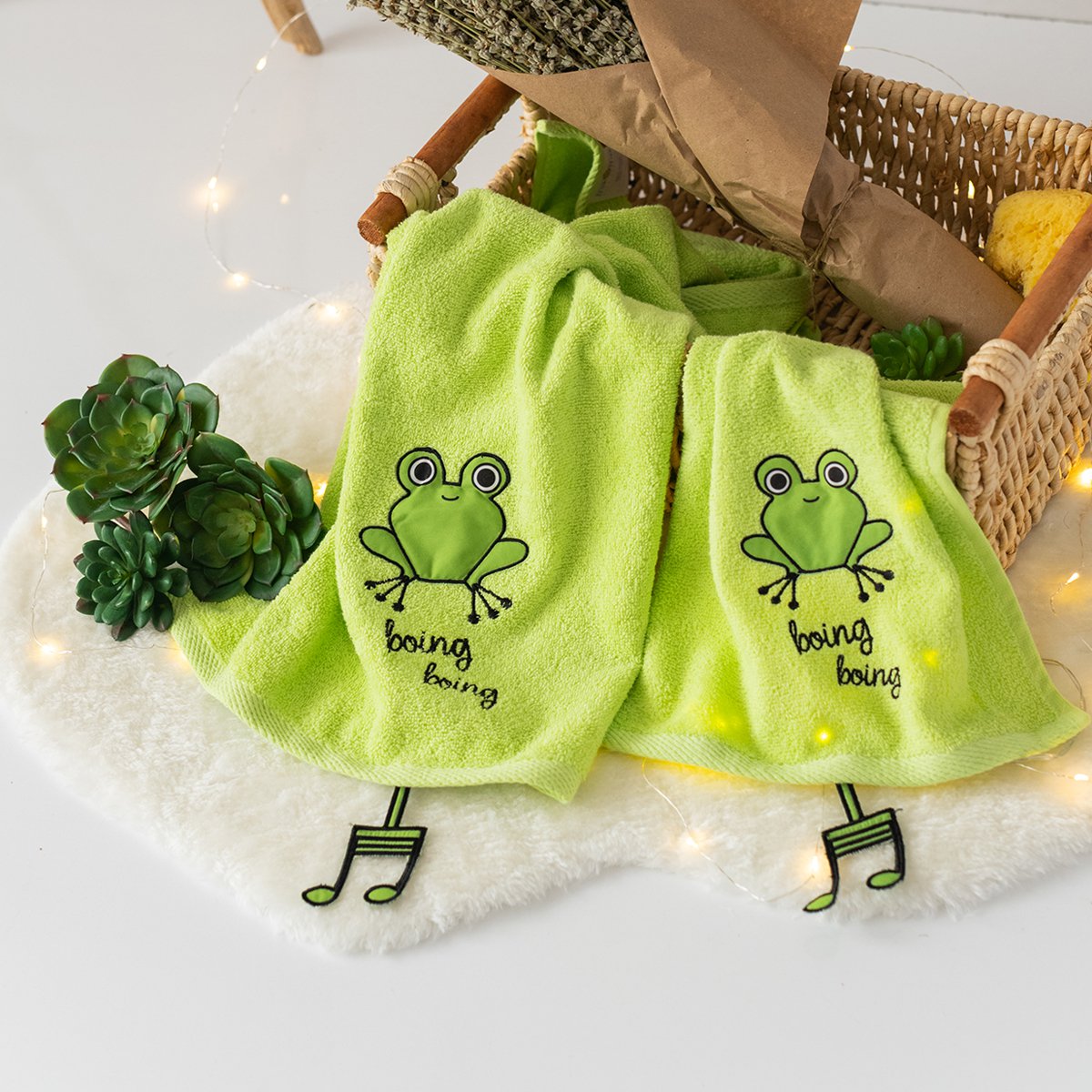 Milk & Moo Kinderhandtuch-Set mit 2 Stück, Sprottenfrosch