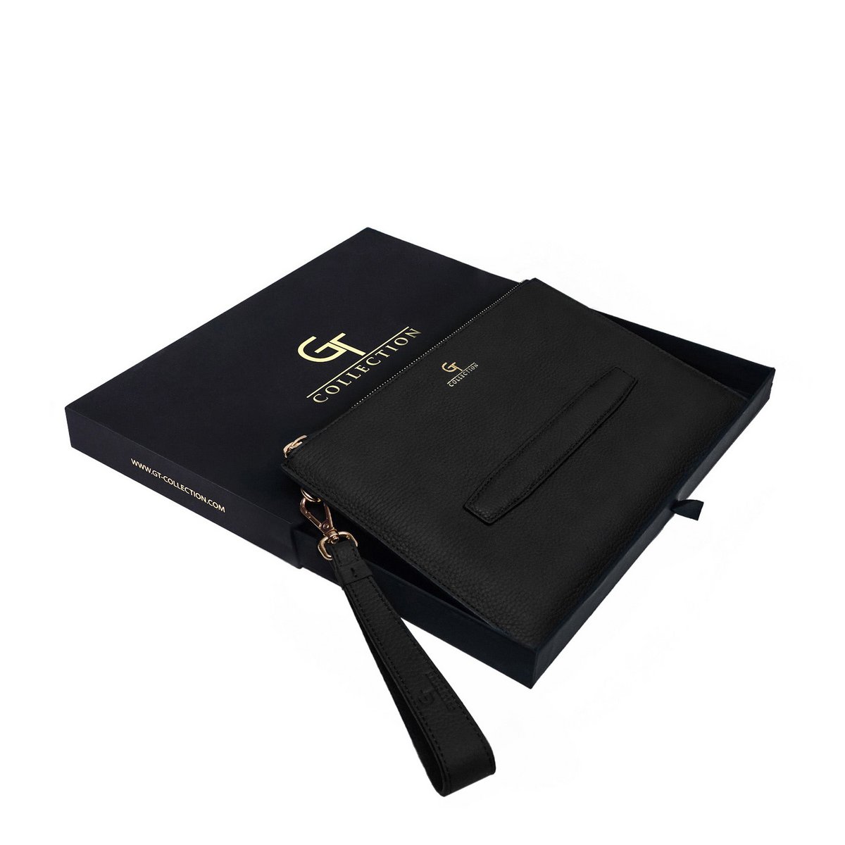 Leren handtas voor heren - Zwart met gouden details