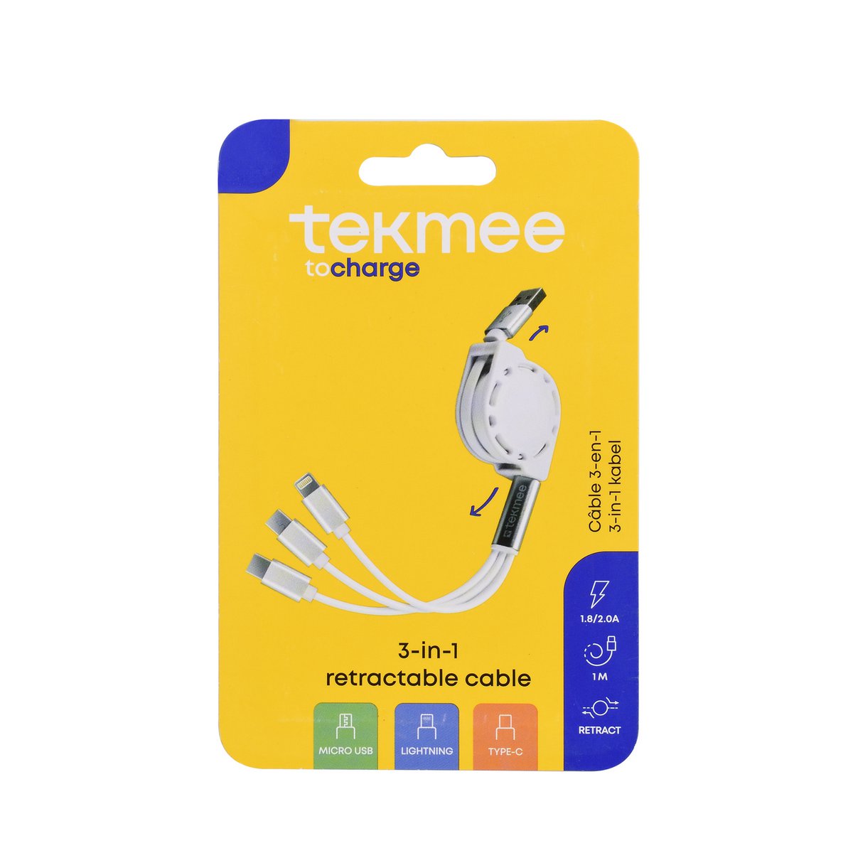 3-in-1 Cable with Iphone, Smartphone Connectors