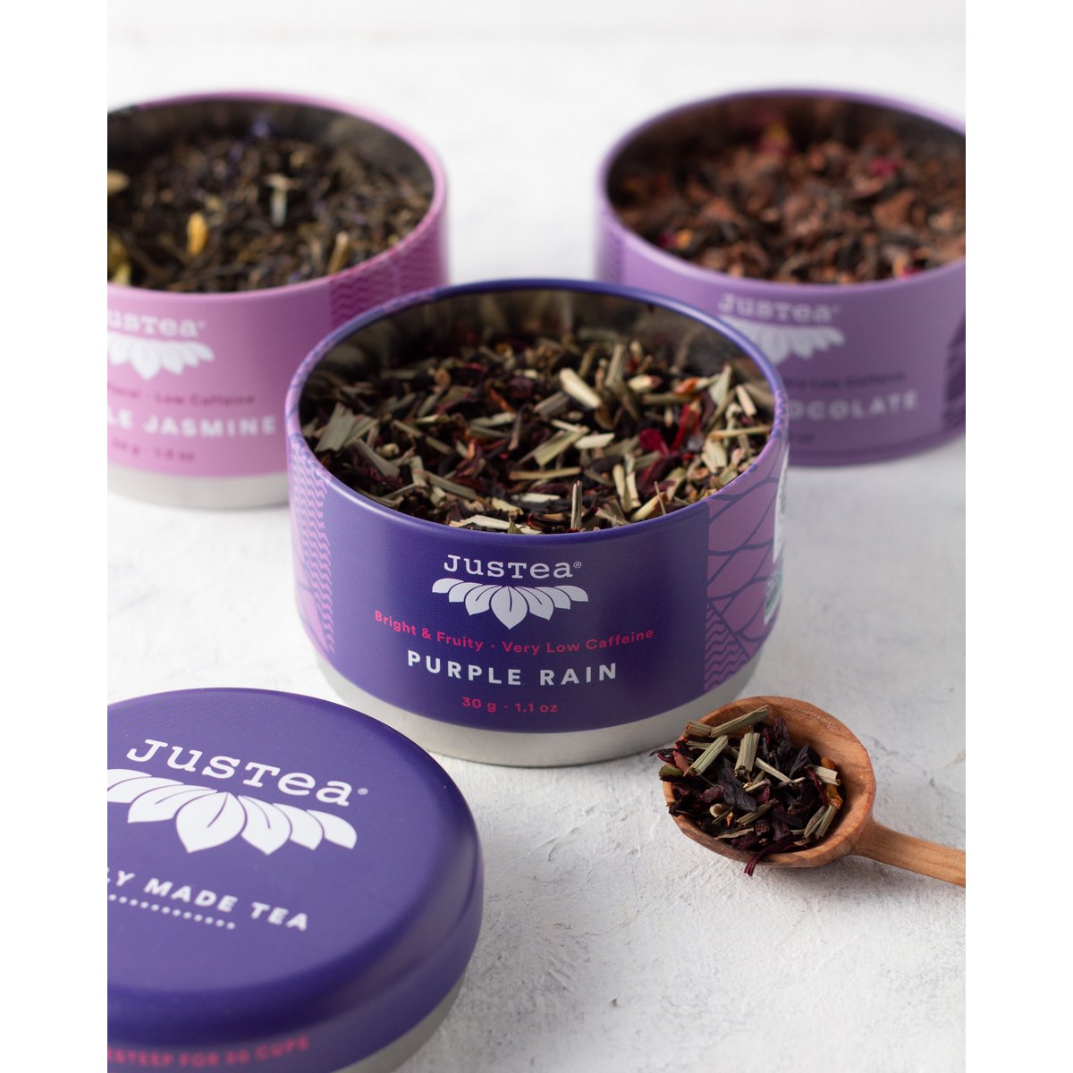 Justea | Trio Purple Tea | Zęby na herbatę w stosach luźne herbatę