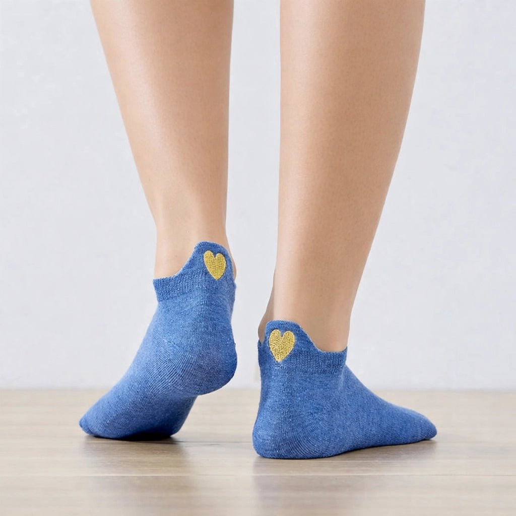Confezione da 5 calzini da donna con linguetta a cuore dorata I 35-41