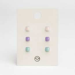 Set di 3 orecchini con pietra • Vetro riciclato e acciaio inossidabile • 20 colori