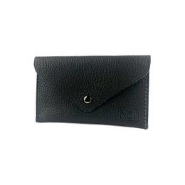 K0040AB | Sachet with flap Made in Italy in genuine full-grain leather, grained dollar - Color Black - Dimensions: 13 x 8 x 0.5 cm - Packaging: rigid bottom/lid Gift Box