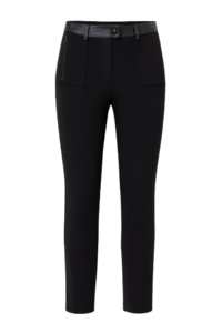Mid Rise Pleather Detail Jeggings Black