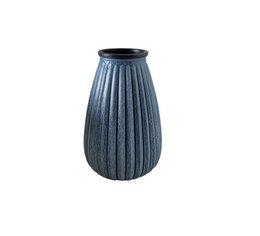 Glass vase ribbed handpainted grey