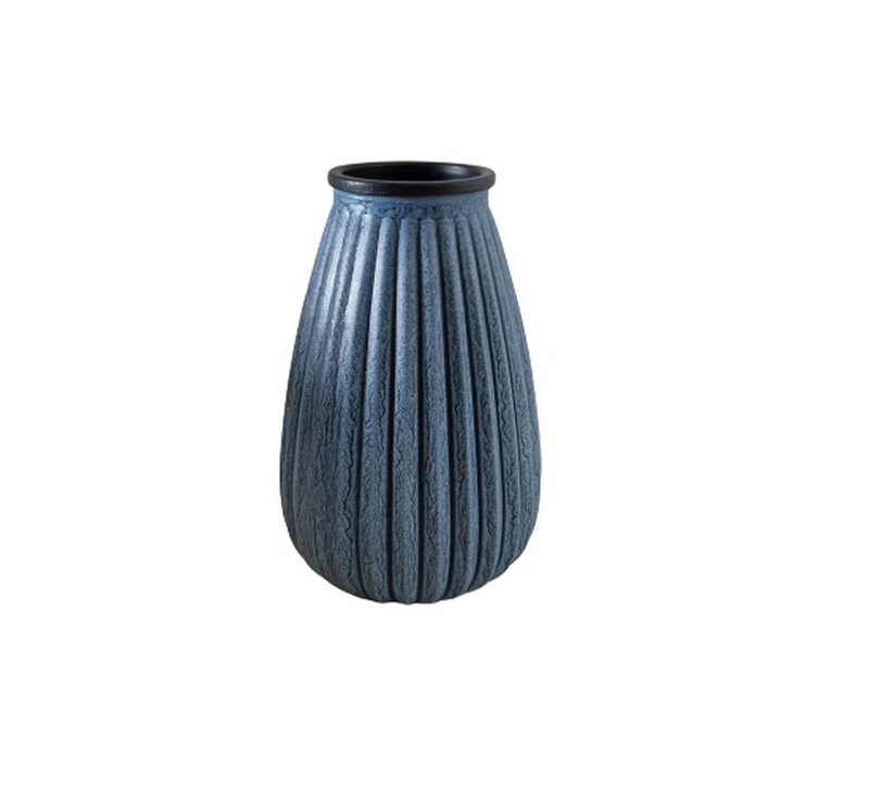Glass vase ribbed handpainted grey