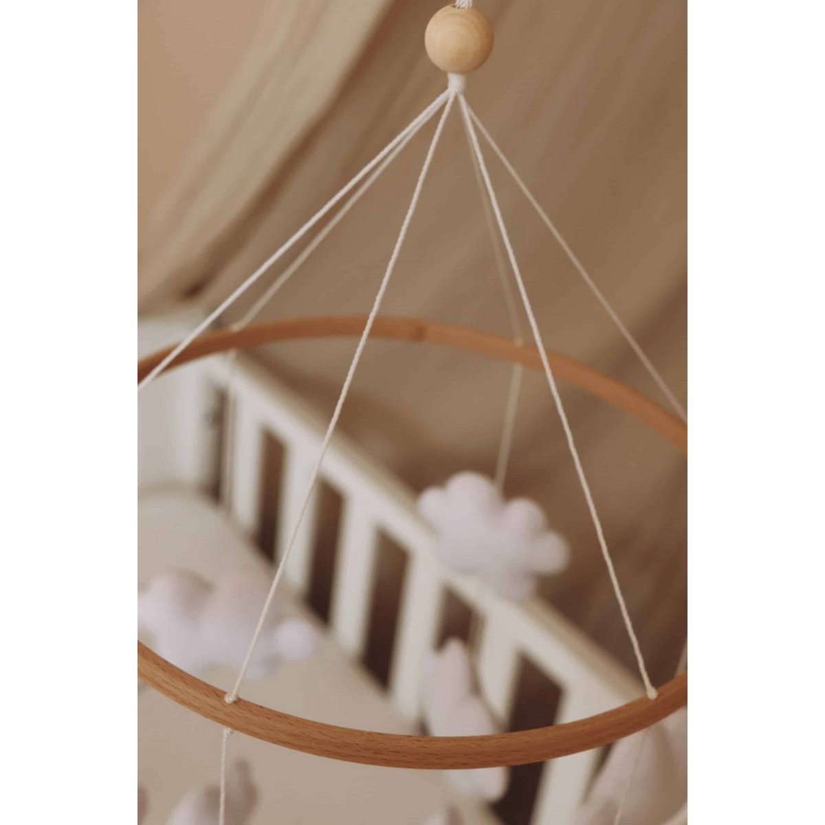 Handgemaakte Wolken Muziekmobiel - Boxmobiel - Baby mobile - mobile wickeltisch