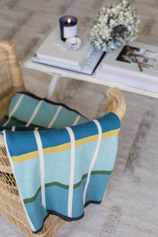 Alvin Blue Jacquard Throw – Soft Brushed Cotton