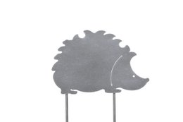  A decorative metal hedgehog garden stake with a spiky silhouette design, suitable for outdoor use as a standing decoration.