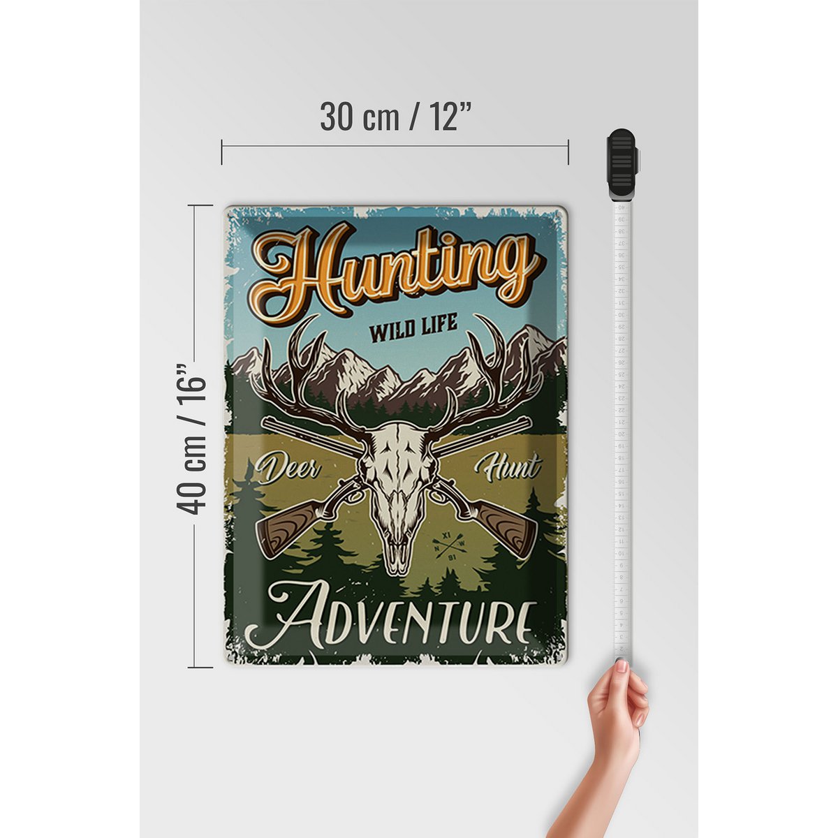 Tin sign hunting 30x40cm Hunting wild life adventure