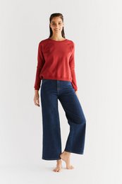 WE1009-231 | Damen Jeans med brede ben - Lapis Blue