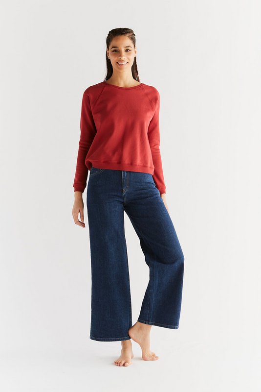 WE1009-231 | Damen Jeans med brede ben - Lapis Blue