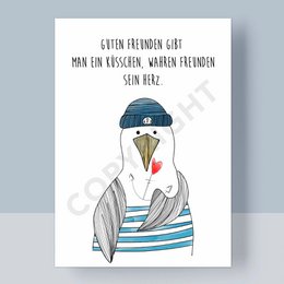 Postkort - venner, du giver et kys, ægte venner dit hjerte