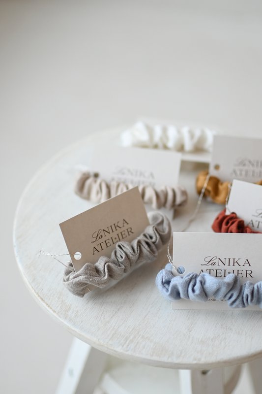 Scrunchies elastici in lino senza plastica natalizi - Elastici per capelli in lino