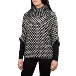 Susanne - Jacquard Poncho de dos tono en lana de alpaca