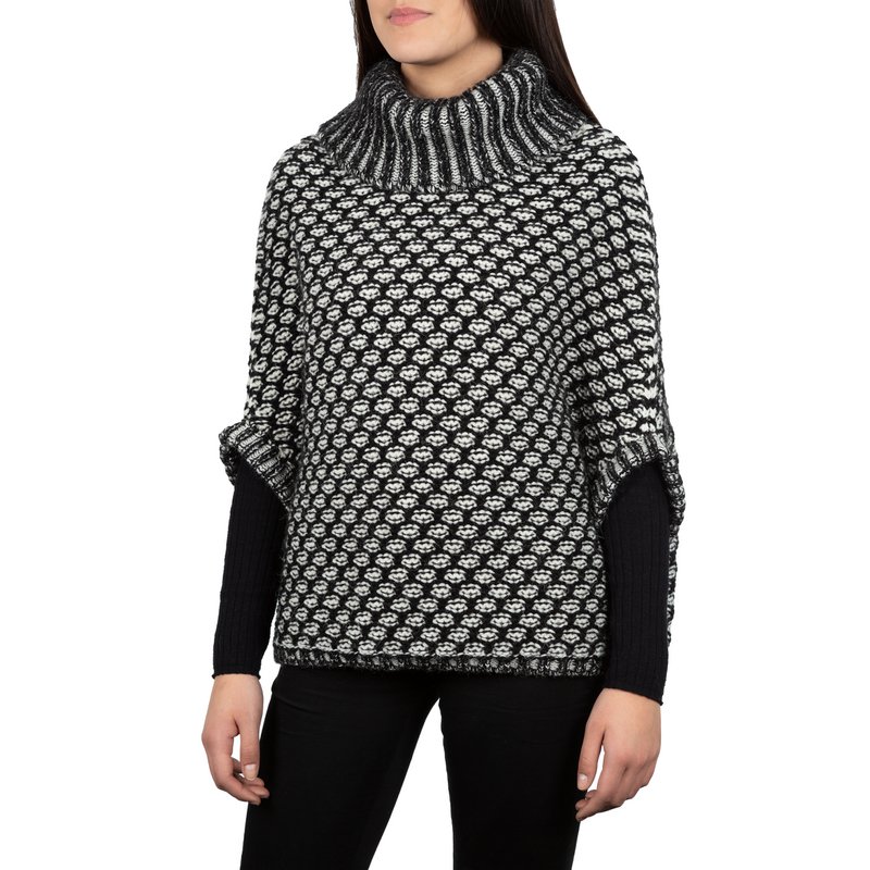 Susanne - Jacquard Poncho de dos tono en lana de alpaca