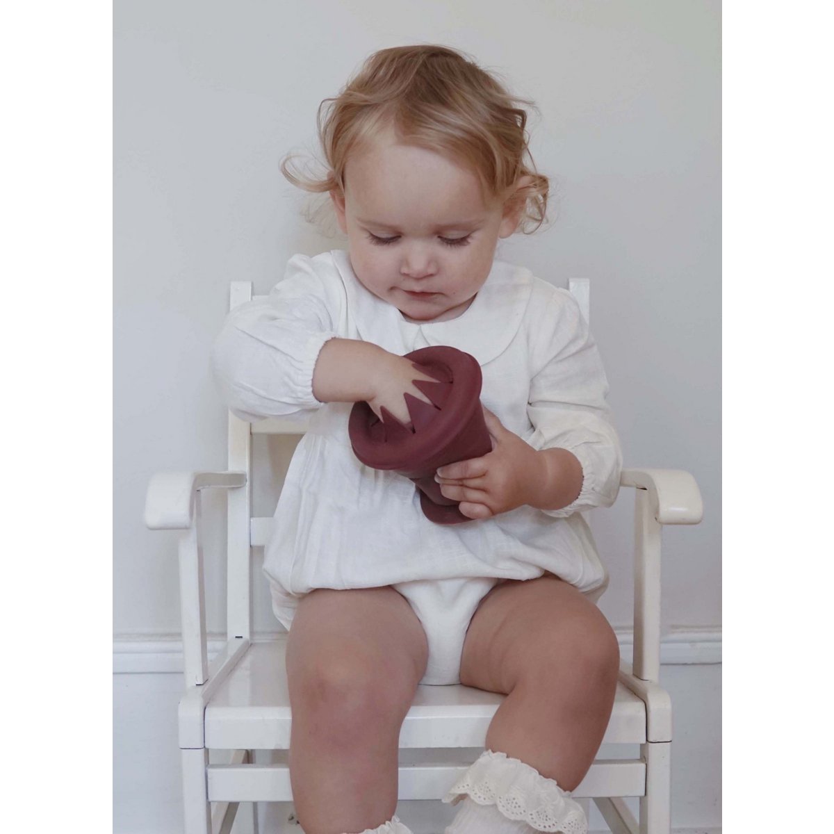 Linen Cotton Romper - Round Collar - Ivory