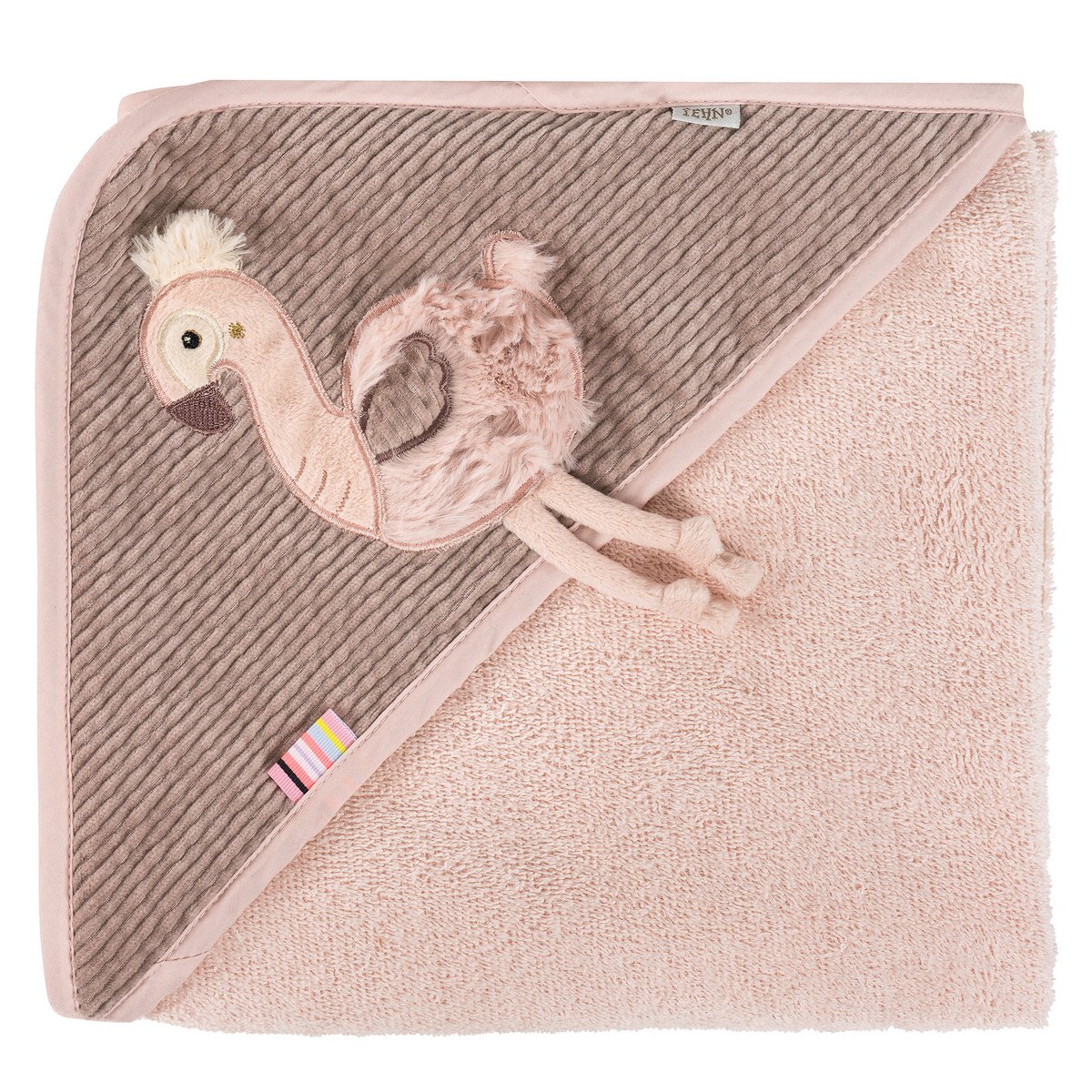 Hooded bath towel flamingo
