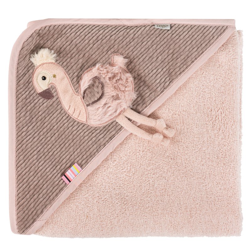 Hooded bath towel flamingo
