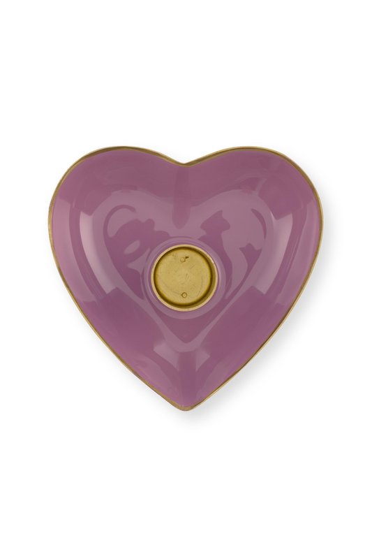 Set/2 Candle Holders Metal Heart Lilac 10x3cm