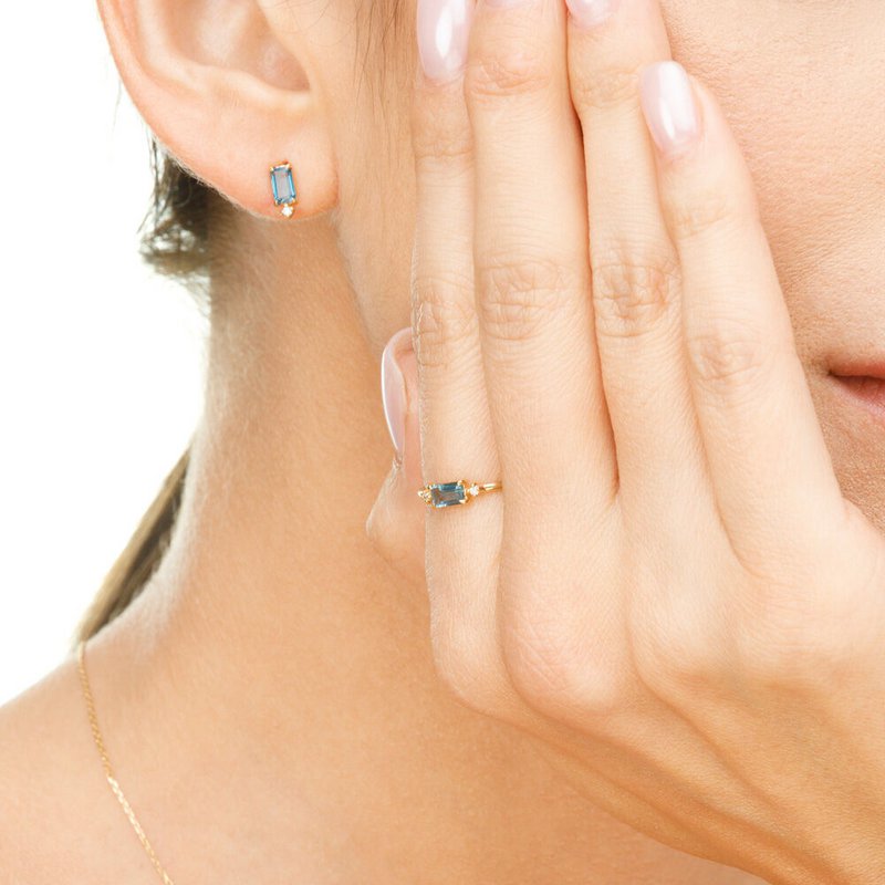 Pierścionek London Blue Topaz, 14-karatowe żółte złoto