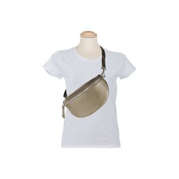 RB1015AQ | Waist bag with removable shoulder strap in Genuine Leather Made in Italy. Attachments with shiny nickel metal snap hooks - Taupe color - Dimensions: 24 x 14 x 7