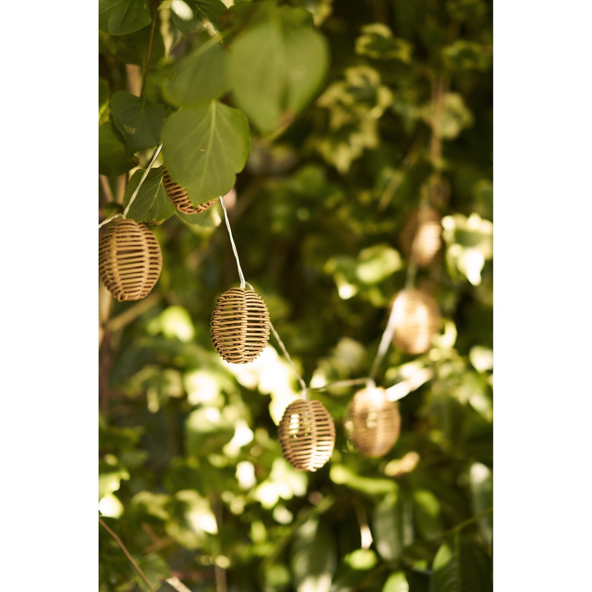 Lampa łańcuchowa LED Carlisle, polirattan/metal, naturalny/czarny