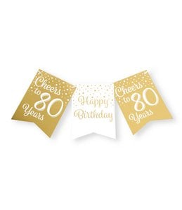 Party Flag Banner Gold / Weiß - 80