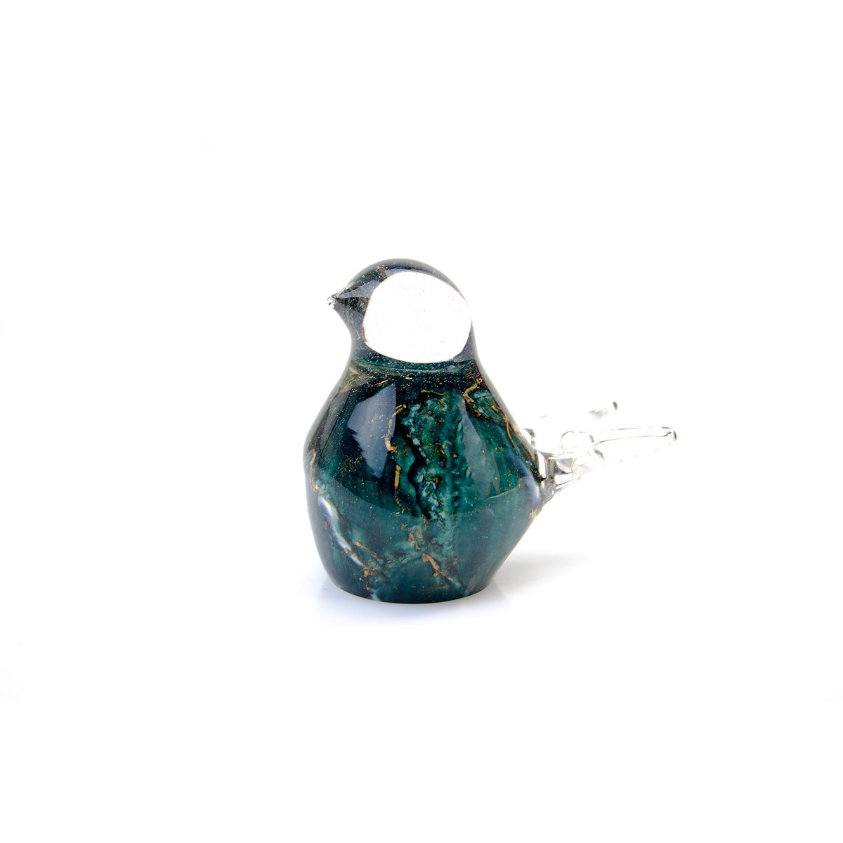 Grüner Glasvogel – mit Blattgold – ø 13 cm – handgefertigt