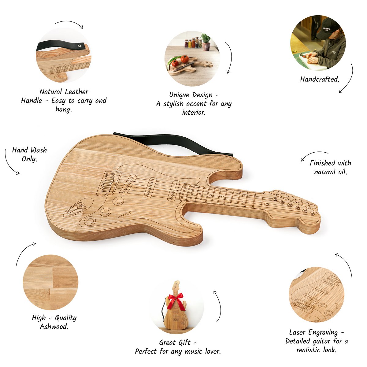 Planche à découper, planche à découper en bois en forme de guitare