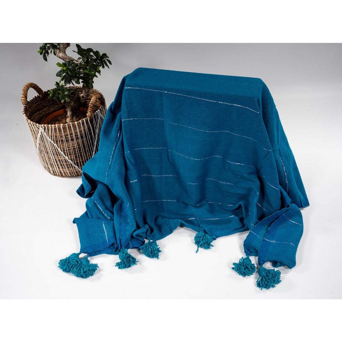Handmade Berber Pompom Blanket - 100% Cotton