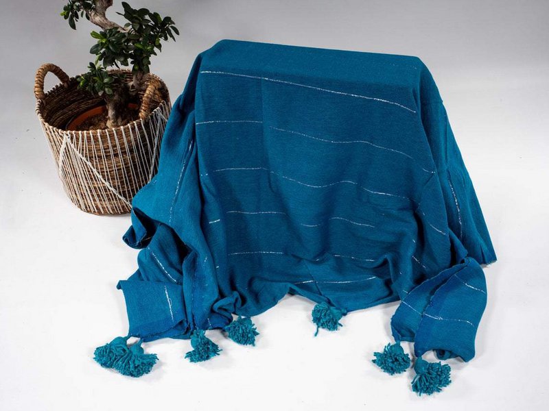 Handmade Berber Pompom Blanket - 100% Cotton