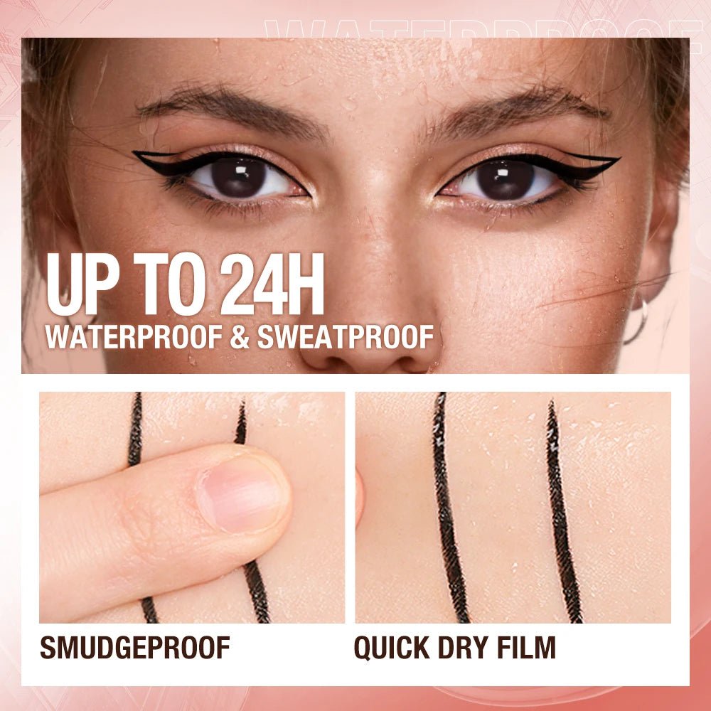 O.TWO.O Matita per eyeliner Eyeliner liquido Impermeabile a prova di sbavature Asciugatura rapida Indossabilità per 12 ore Eyeliner nero ultra fine per frecce