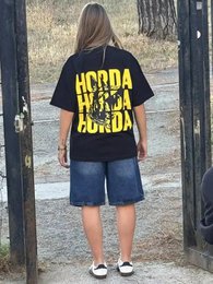 T-shirt Nera 100% Cotone Boxy Fit Horda X3